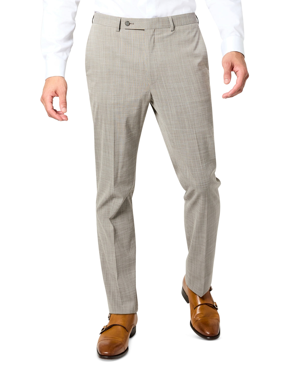 Dkny Mens Modern fit Dress Pants 38 / 34 Beige Solid Stretch