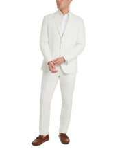 Kenneth Cole Mens Slim fit 2 Piece Suit 42 R / 37 Waist White Linen Stretch