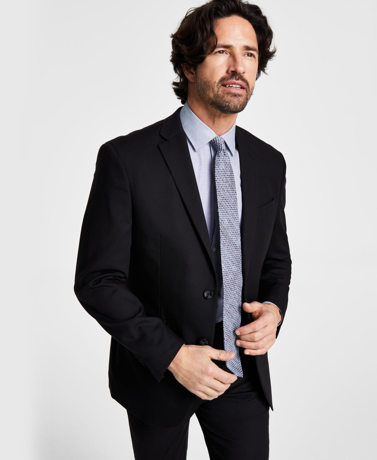 Kenneth Cole Mens Slim fit Suit Jacket Blazer 34 S Navy Blue Solid Stretch