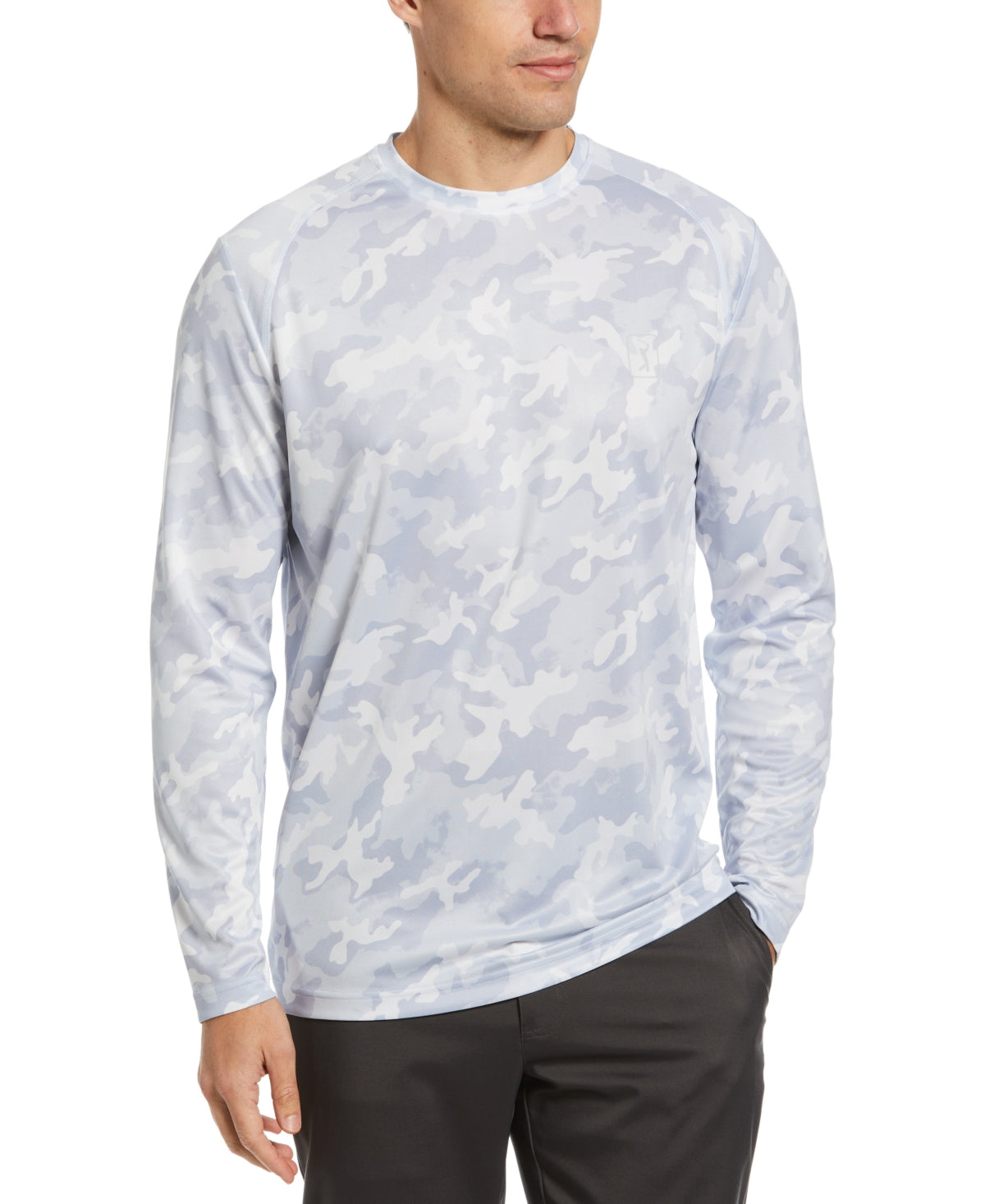 PGA TOUR Mens Camo Print Sun Protection Long Sleeve T Shirt Gray Dawn 2XL