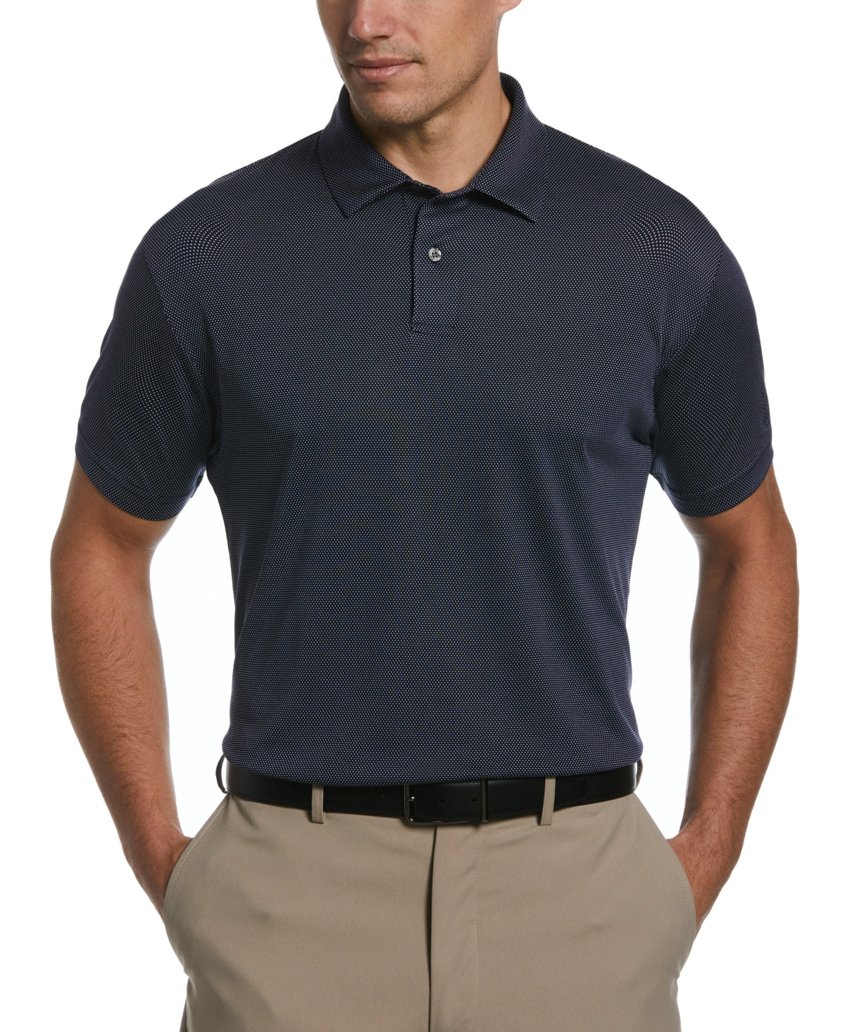 Pga Tour Men Regular fit Short Sleeve Polo Shirt Small Blue Polka Dot