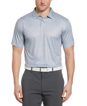 PGA TOUR Mens Grid Print Short Sleeve Polo Shirt Tradewinds Large