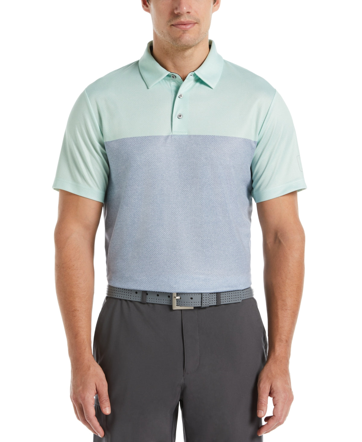 PGA Tour Men's Airflux Birdseye Block Print Golf Polo Shirt  Patina Green Small