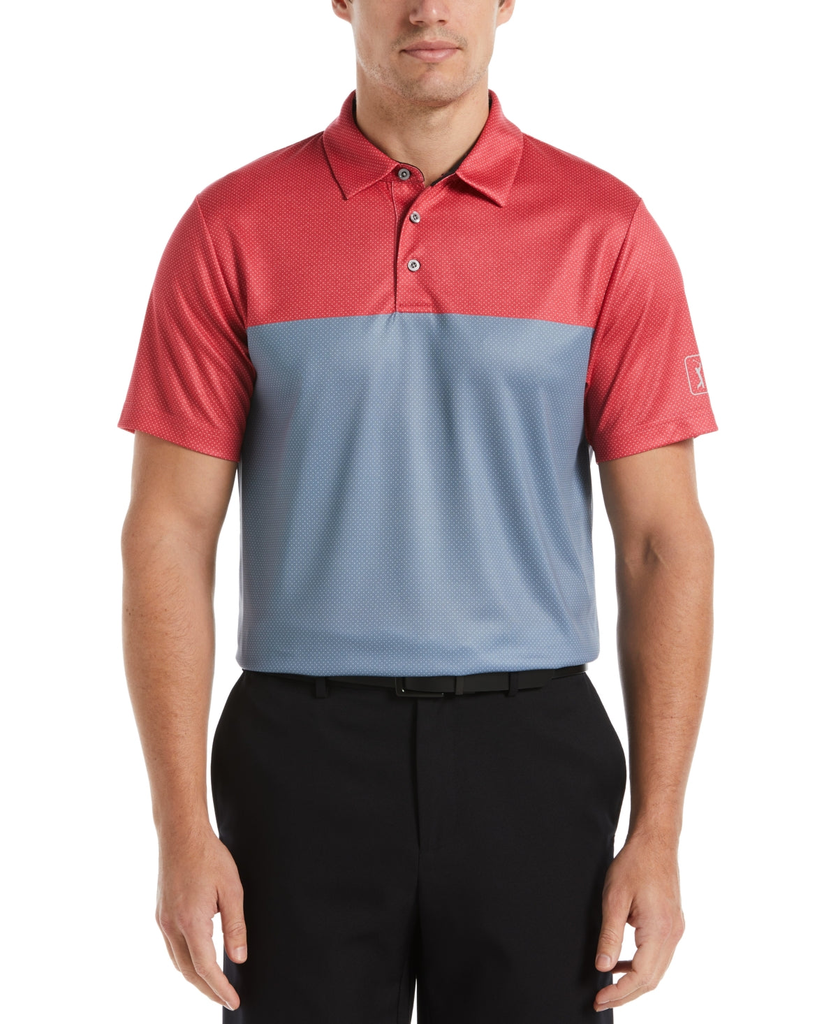 PGA TOUR Apparel Men's Color Block Golf Polo Shirt Watermelon Red Medium