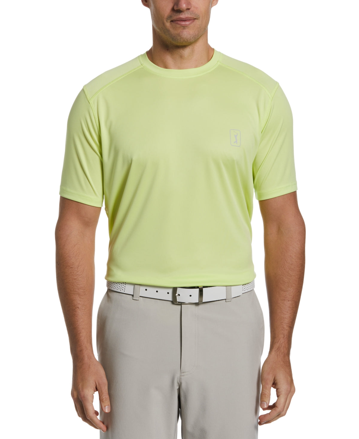 Pga Tour Men's Performance Short Sleeve Golf T Shirt Sunny Lime Green Small