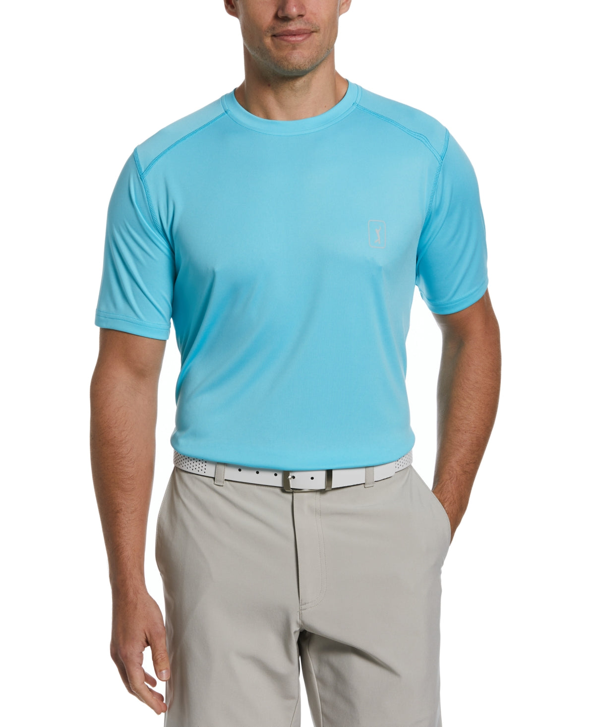 Pga Tour Men's Performance Golf Short Sleeve T Shirt Bluefish Small