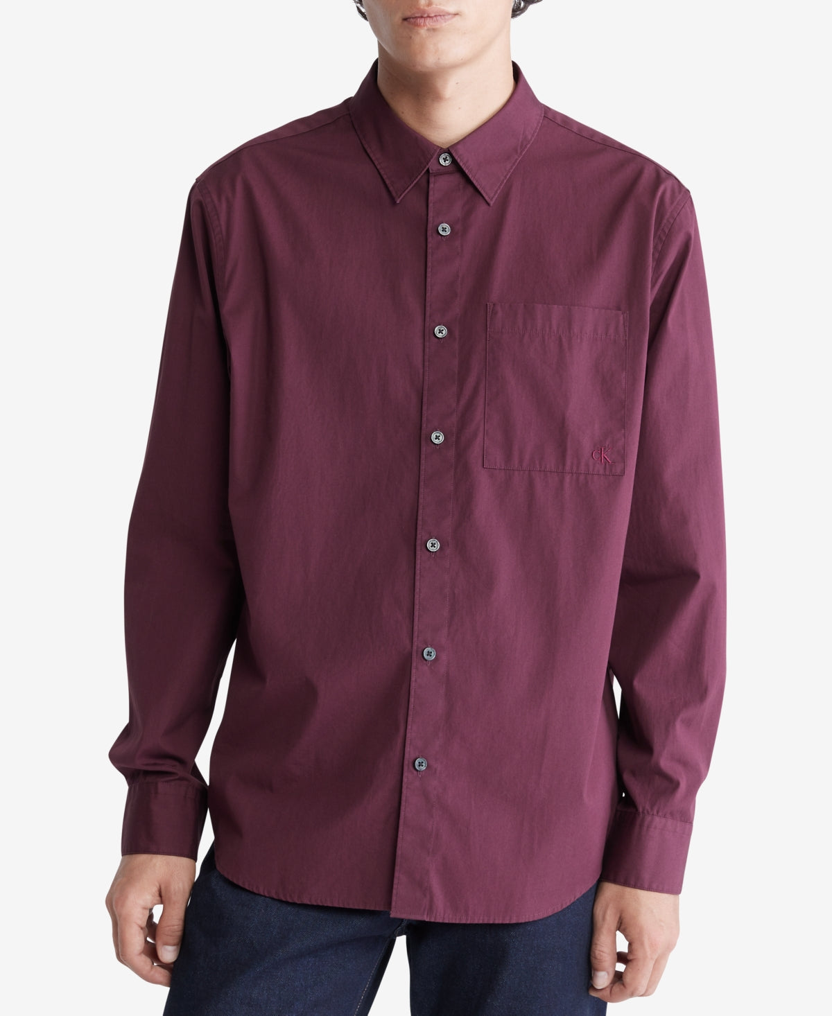 Calvin Klein Men's Maroon Wine Solid Button Down Shirt XXL 2XL