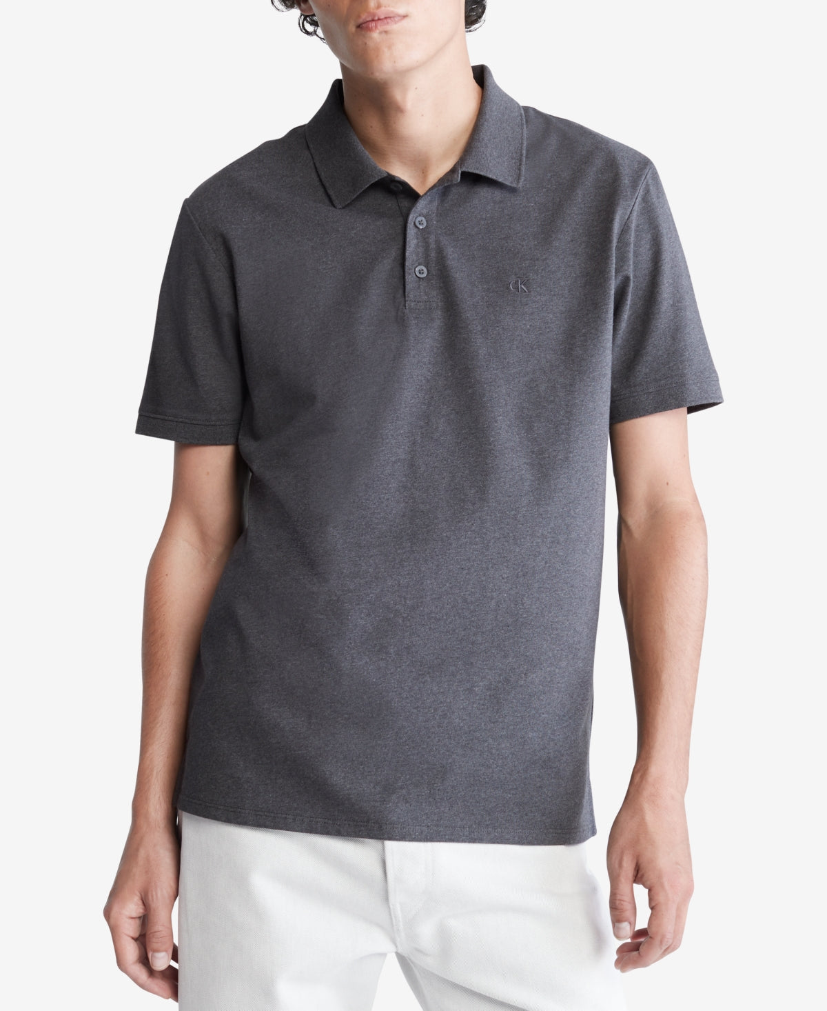 Calvin Klein Mens Classic fit Short Sleeve Polo Shirt XXL Gunmetal Grey Solid