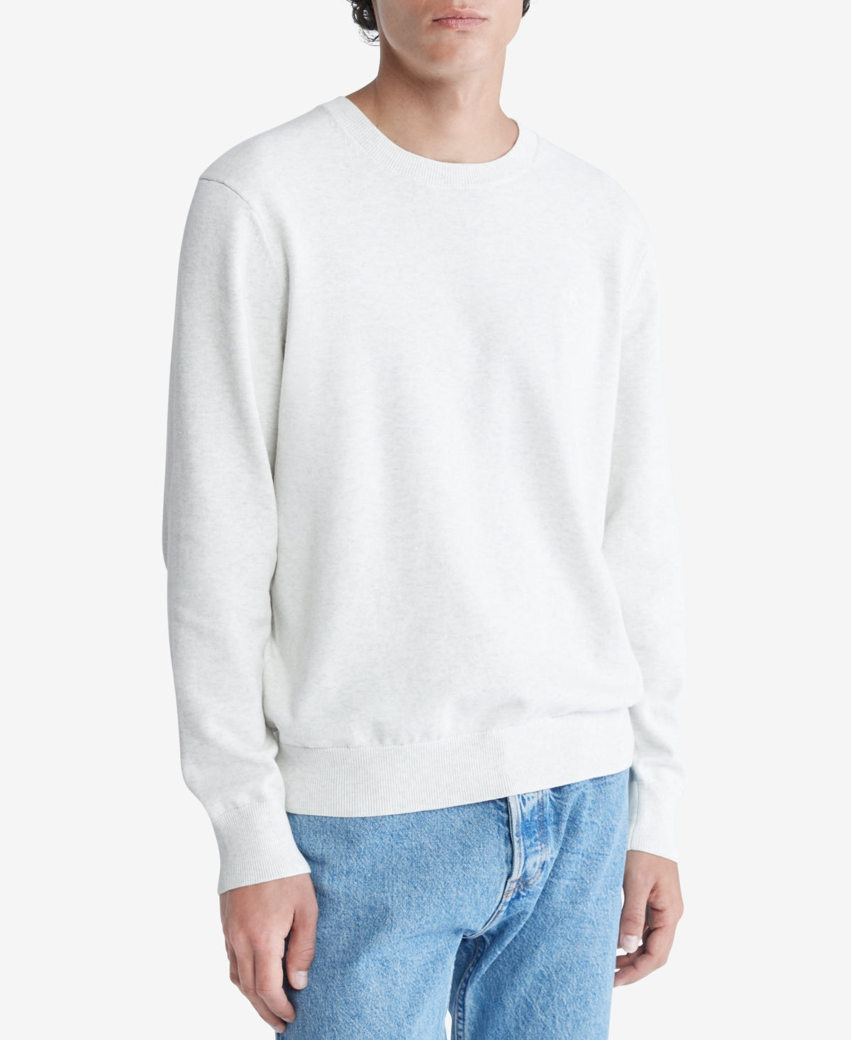 Calvin Klein Men's Solid Supima Cotton Crewneck Sweater XL Vanilla Ice