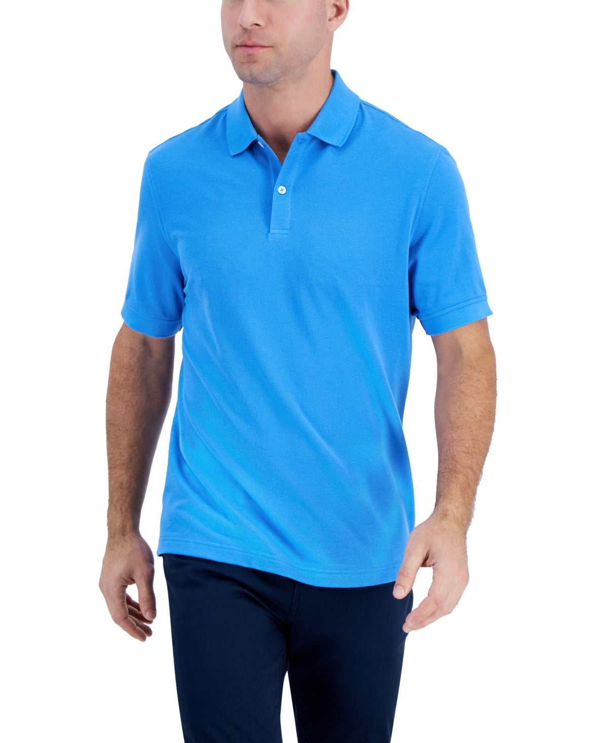 Club Room Mens Performance Short Sleeve Polo Shirt Cornflower Blue Small