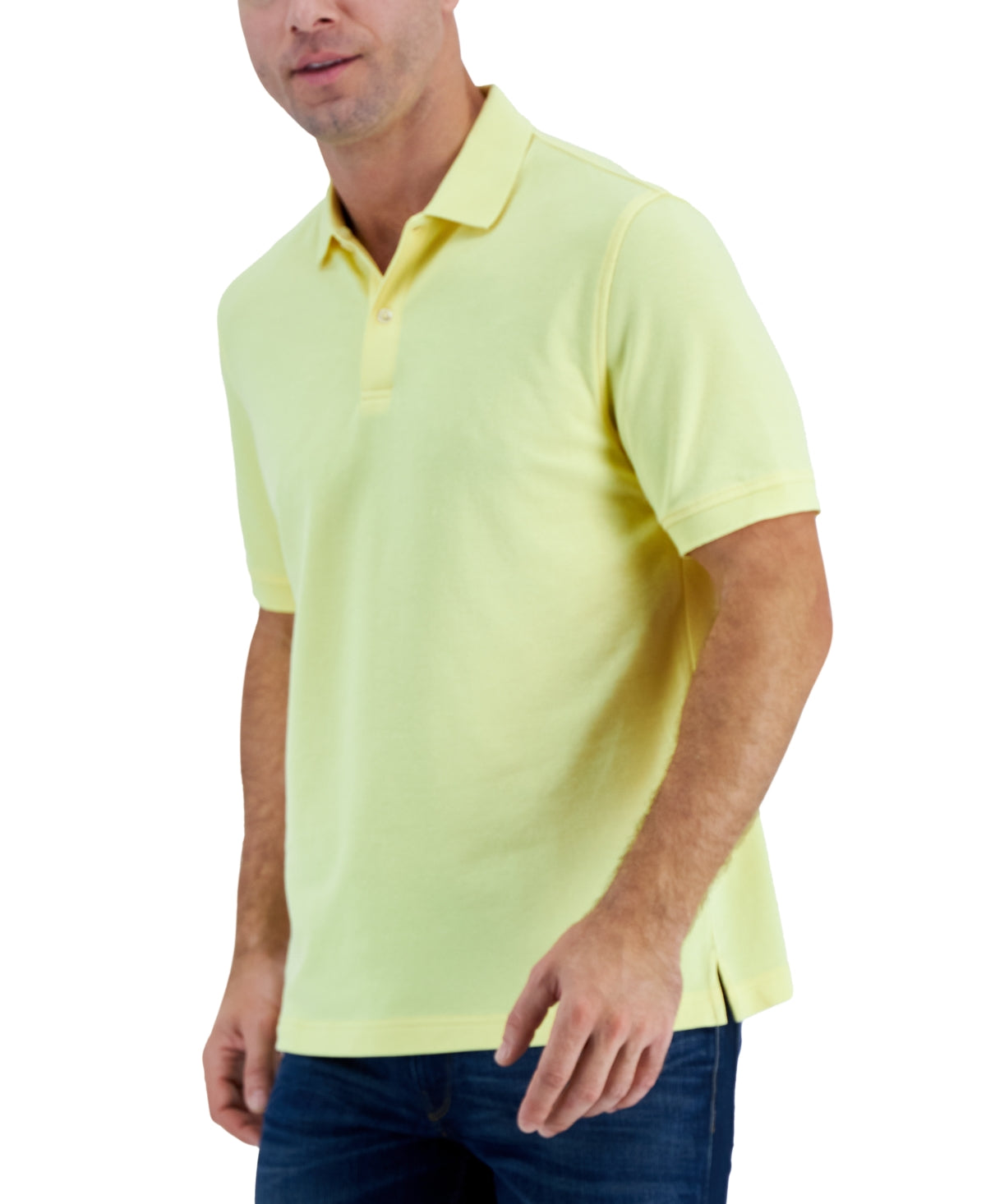 Club Room Men's Classic Fit Performance Stretch Polo Shirt Bright Yellow Small