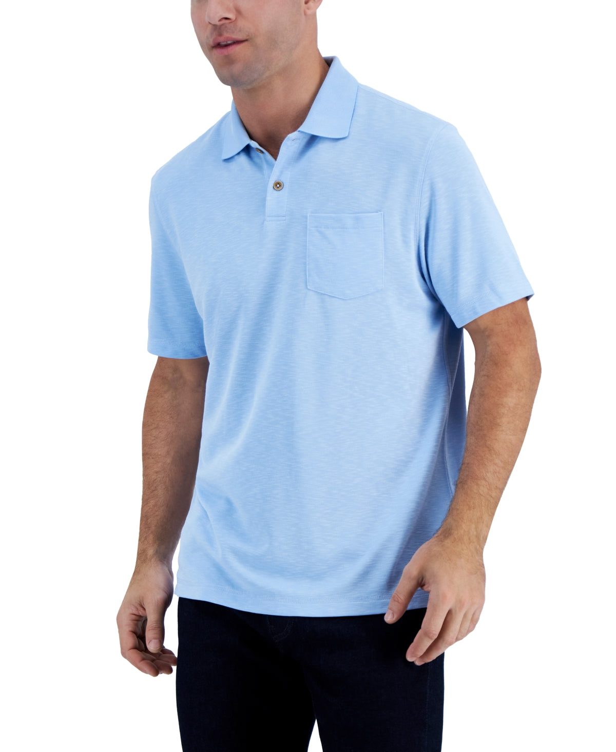 Club Room Men's Island Short Sleeve Polo Shirt Pale Ink Blue Small
