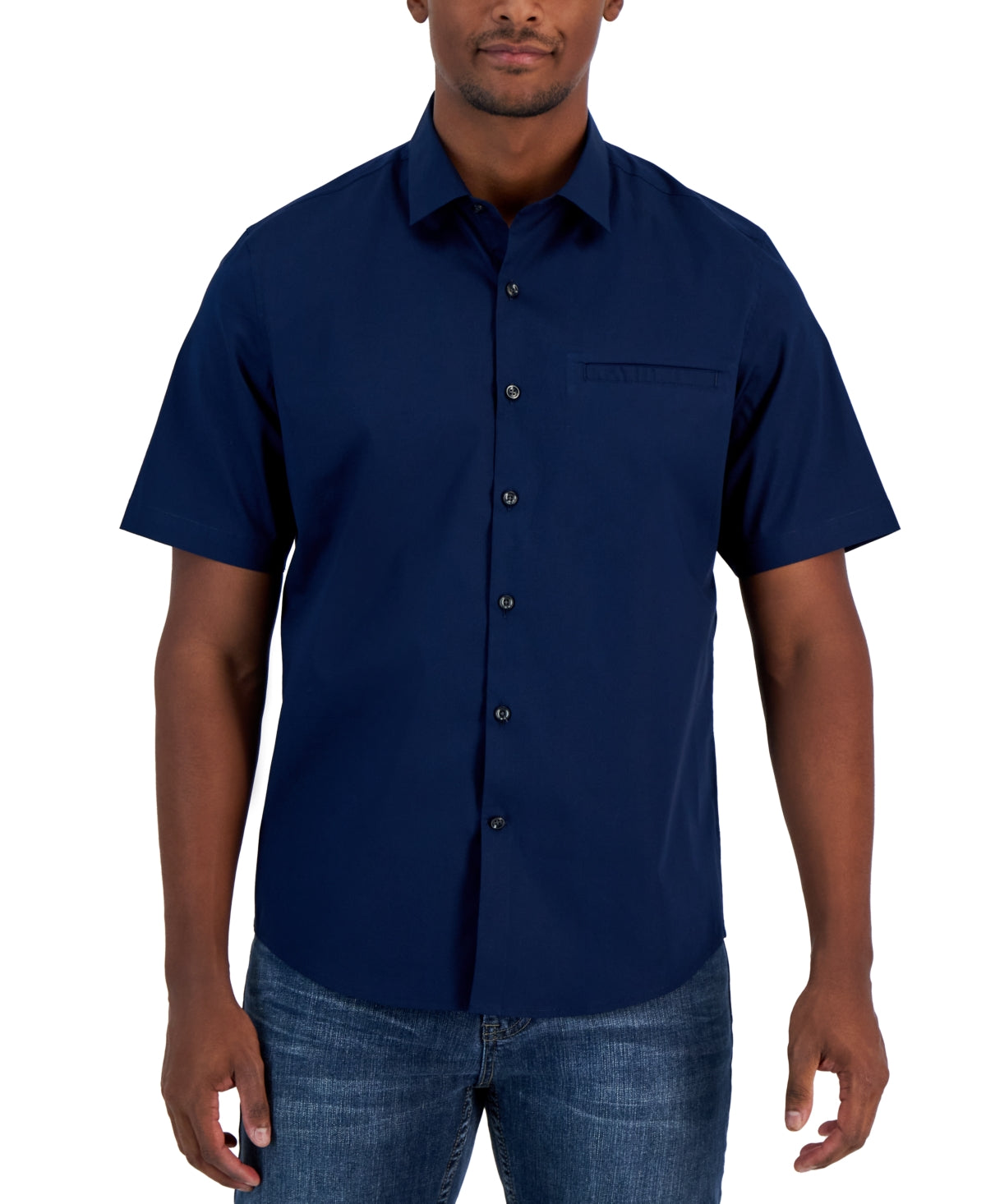 Alfani Men's Modern Classic-Fit Stretch Button Down Shirt Neo Navy 2XL