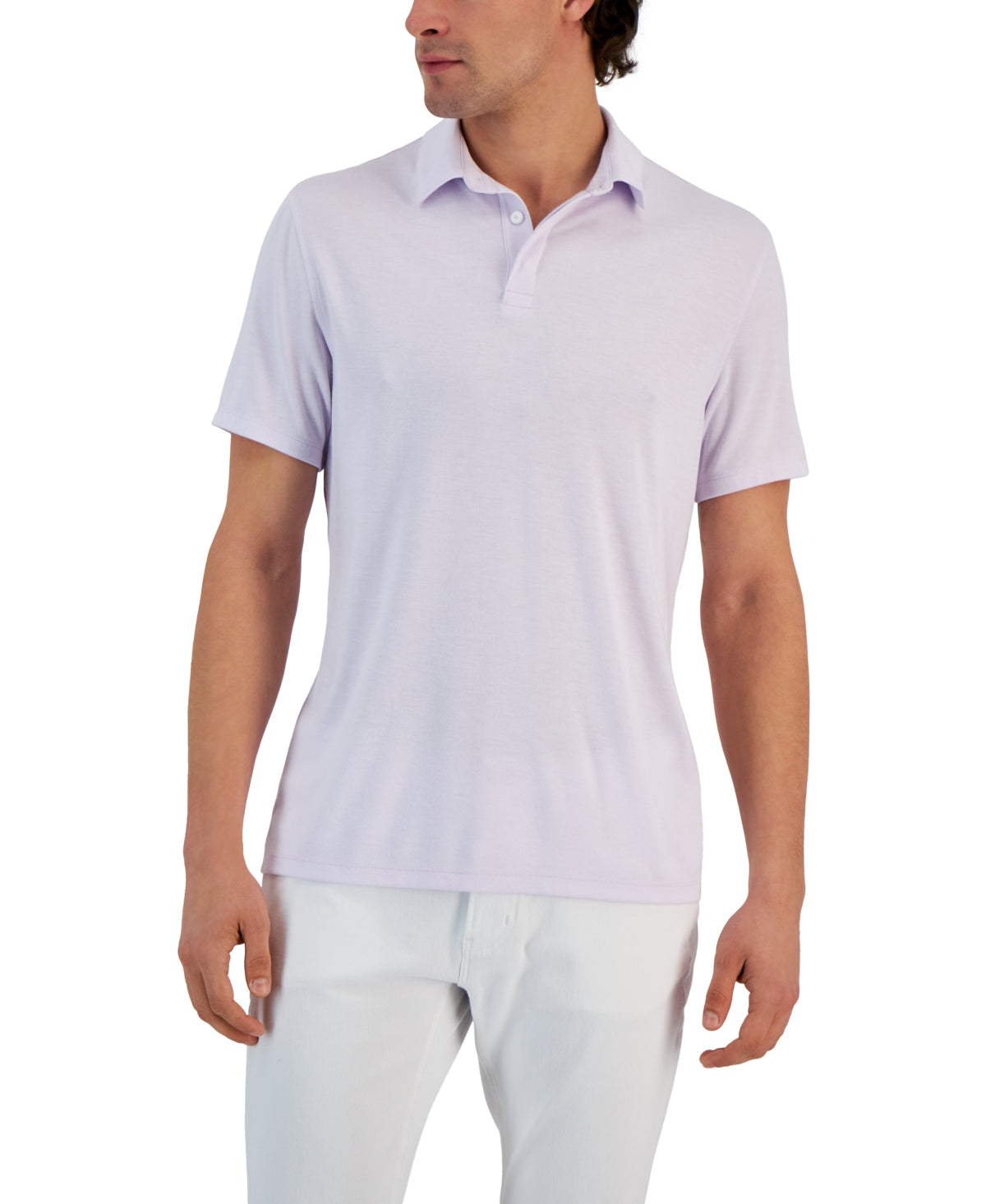 Alfani Mens AlfaTech Stretch Polo Shirt Pure Lavender SS