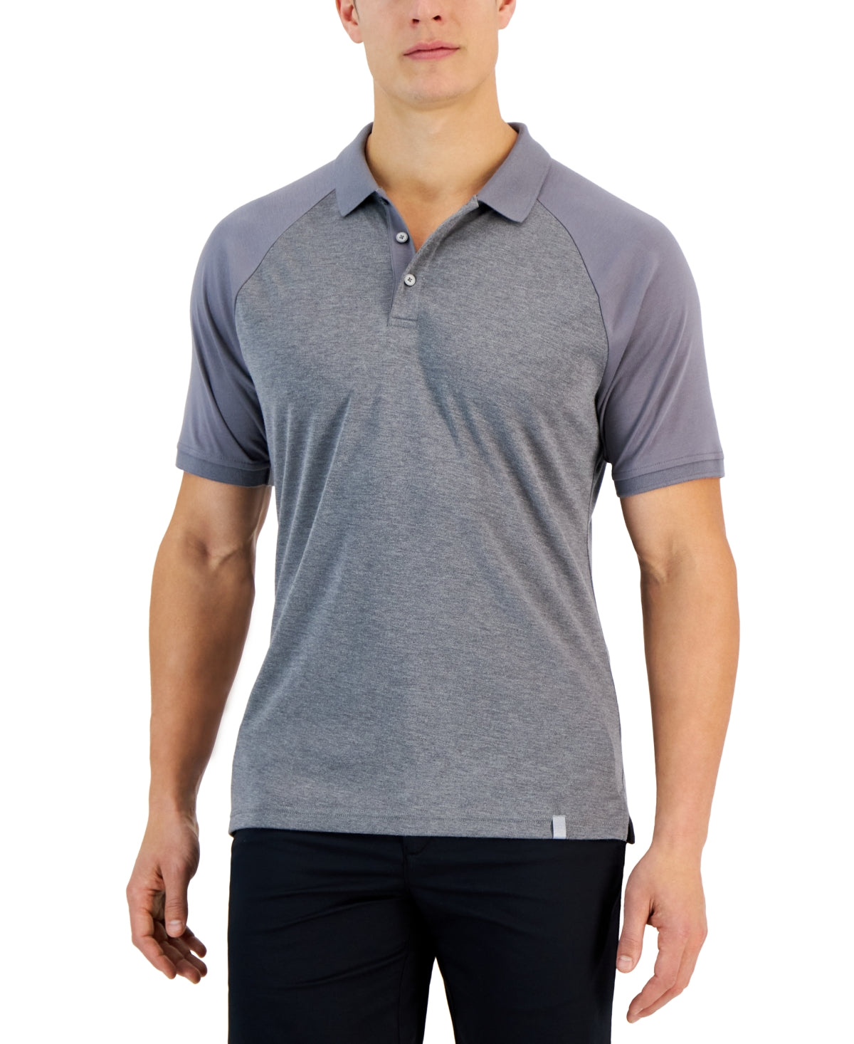 Alfani Men's AlfaTech Short Sleeve Polo Shirt Grey Multi Medium