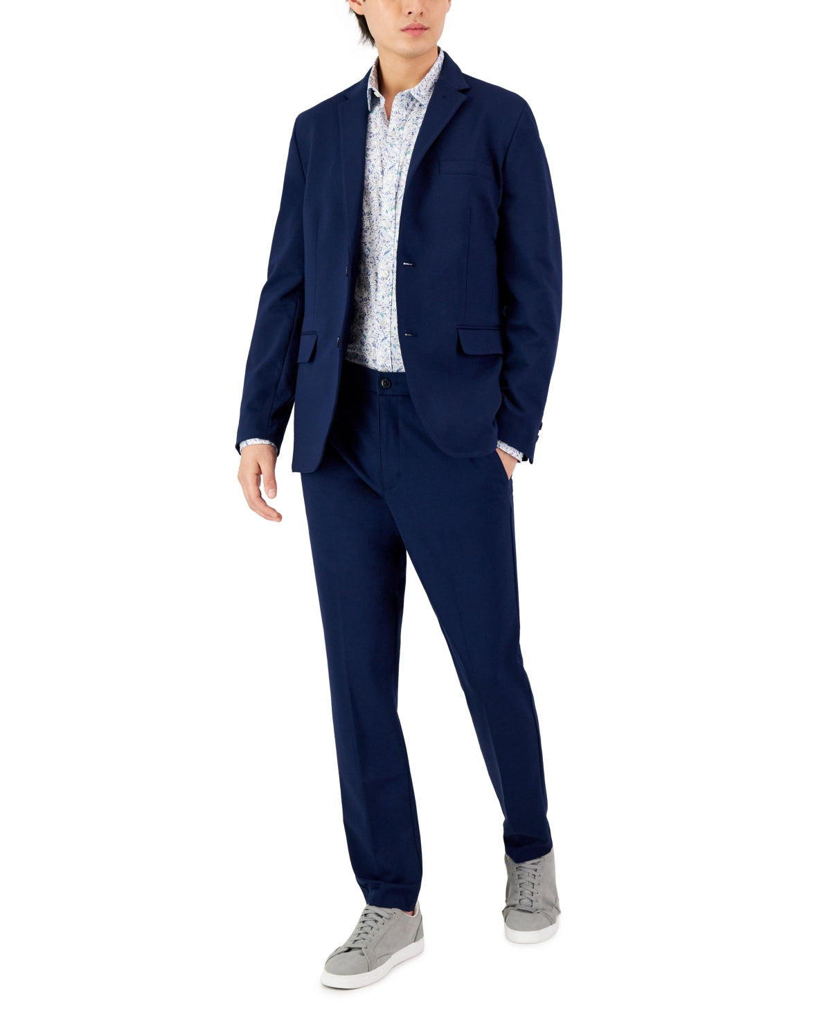 Alfani Men's Regular Fir Modern Knit Sport Coat Blazer Blue Large