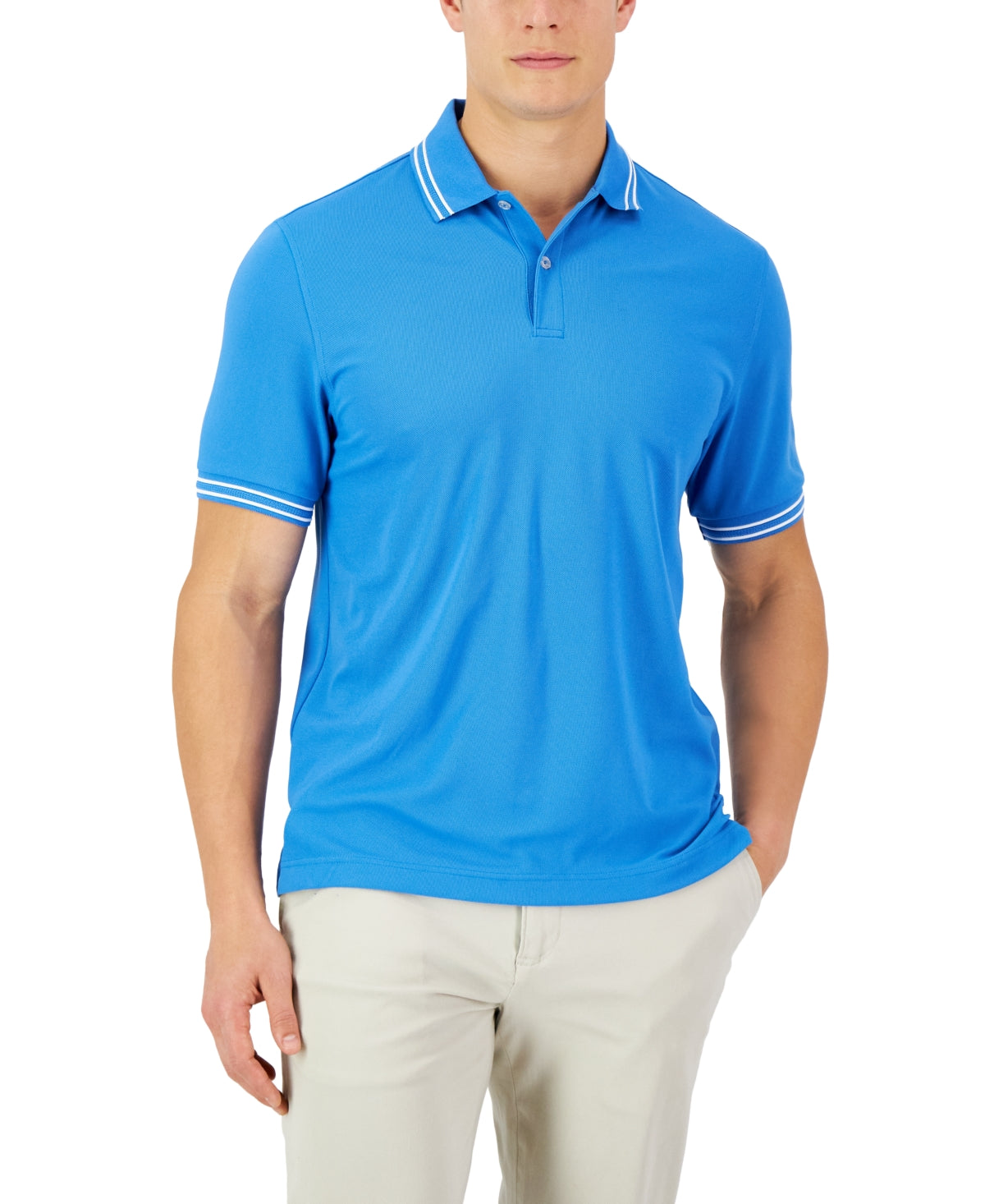 Club Room Mens Performance Short Sleeve Polo Shirt Cornflower Blue XL