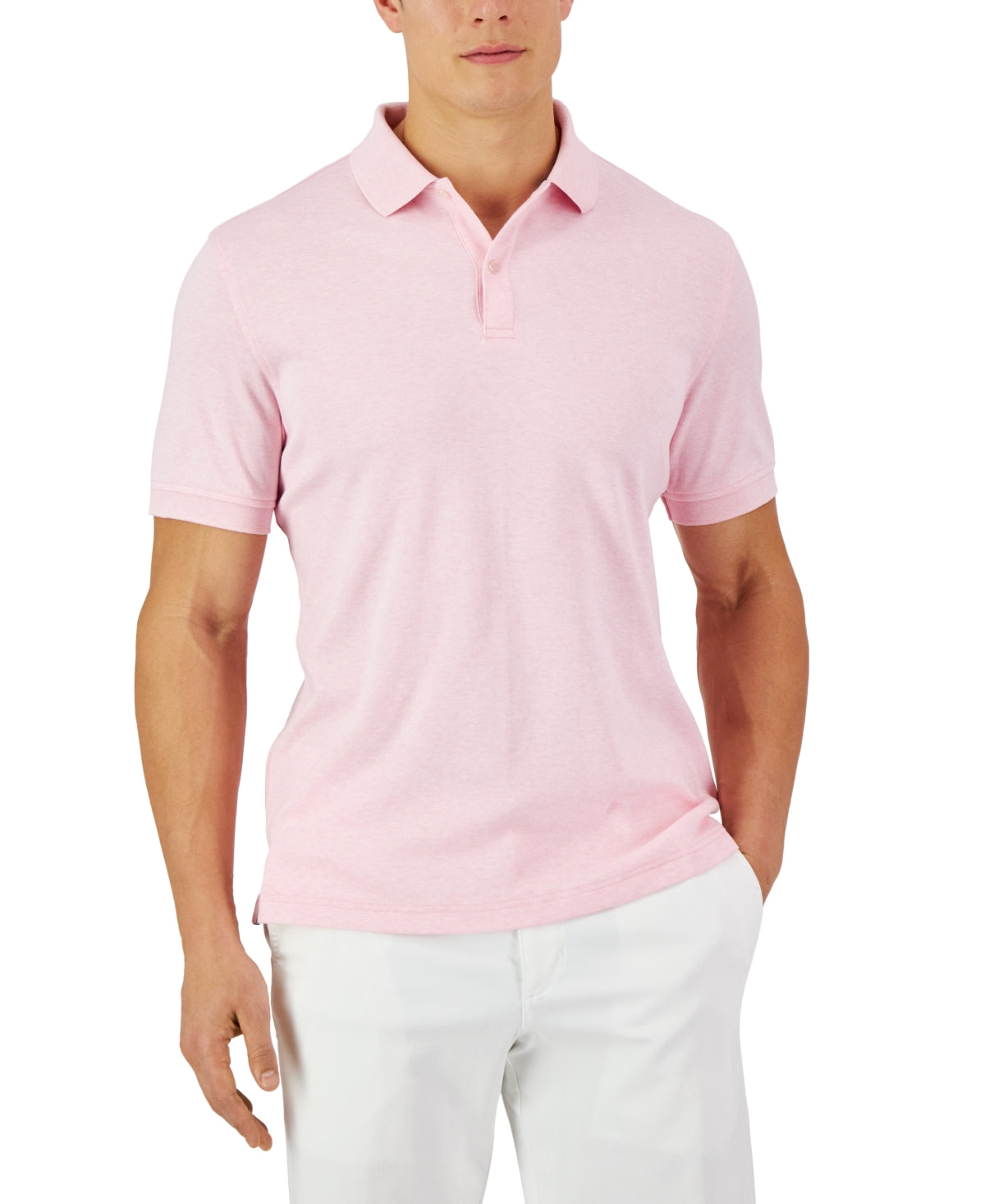 Club Room Men's Soft Touch Interlock Short Sleeve Polo Shirt Light Pink 3XL