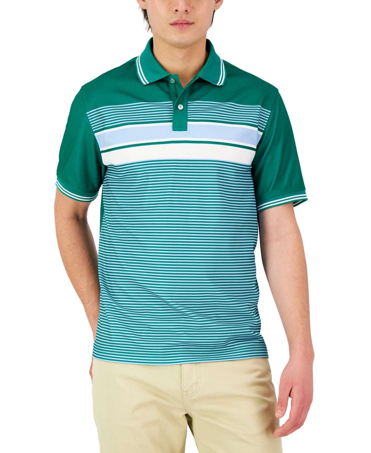 Club Room Mens Short Sleeve Polo Shirt Shady Glade Large