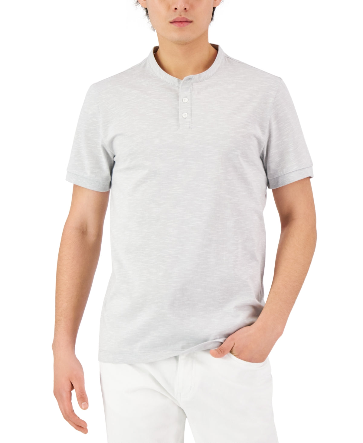 Alfani Mens Short sleeve Striped T shirt White Small