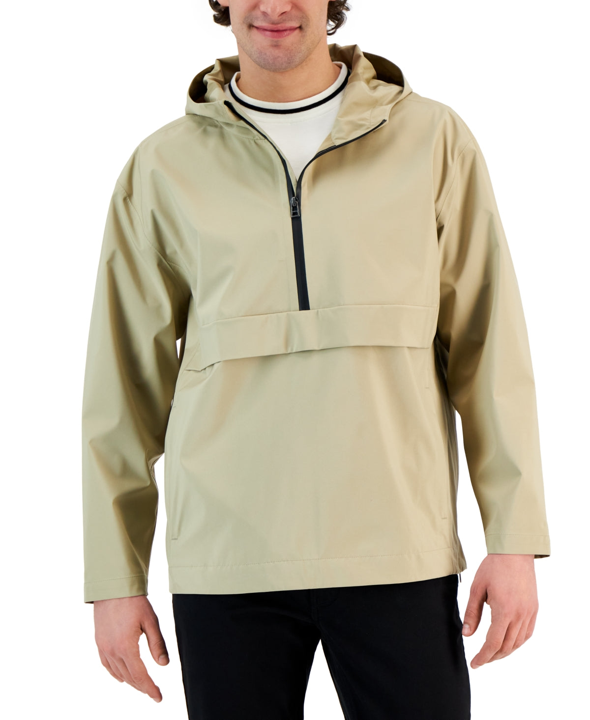 Alfani Men's AlfaTech Popover Anorak Lightweight Jacket Small Beige