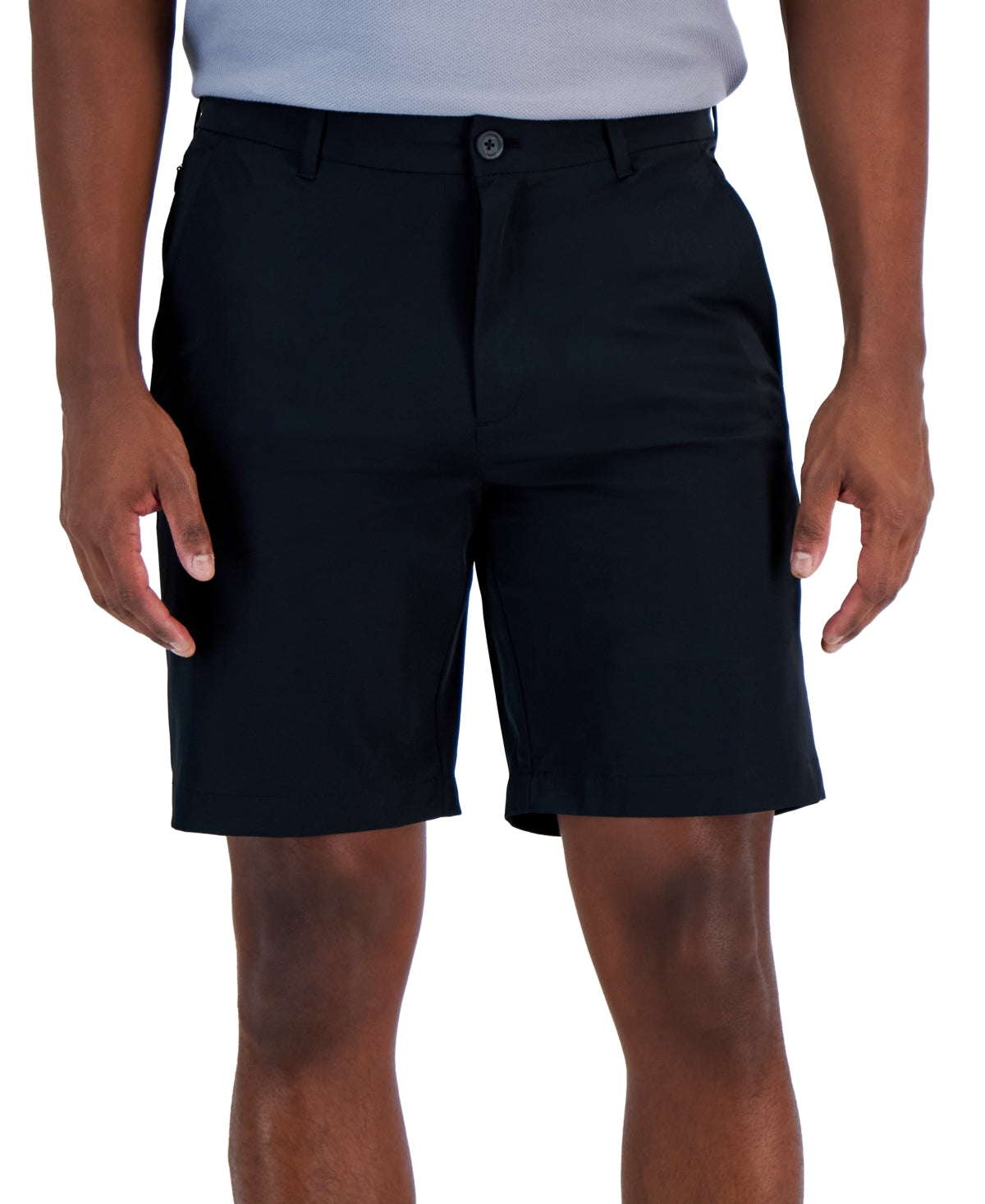 Alfani Mens Flat Front Tech Shorts Deep Black 32