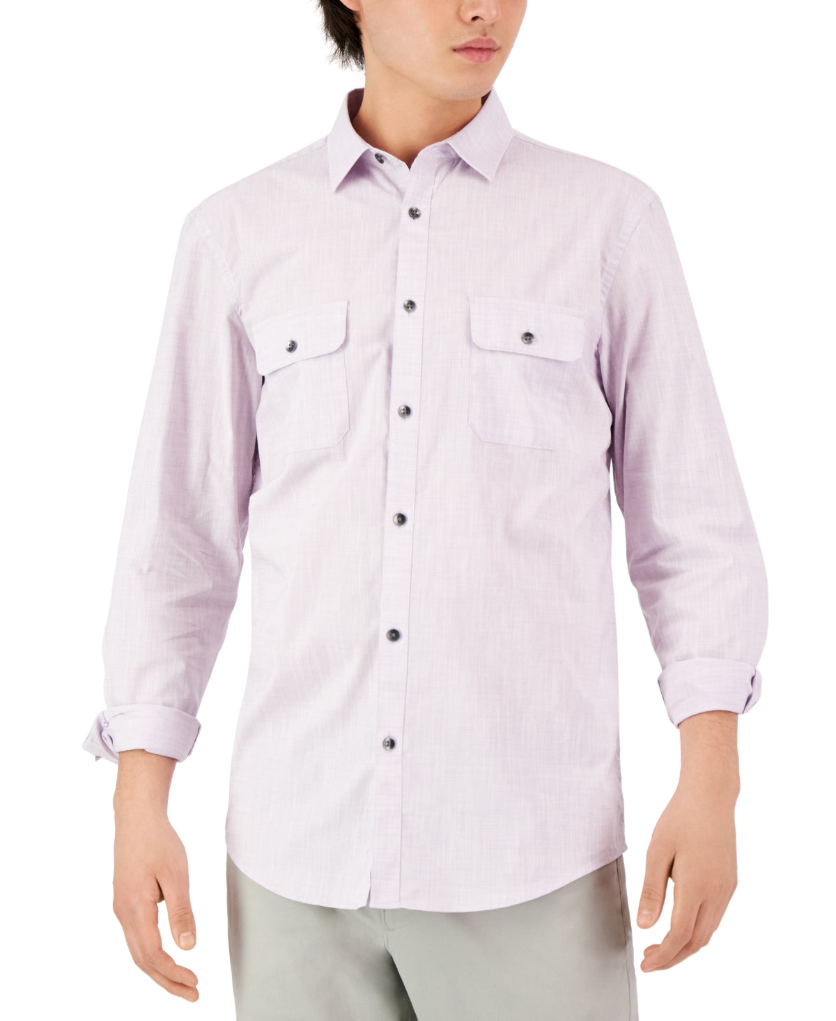 Alfani Mens Regular-Fit Solid Shirt Grape 2XL