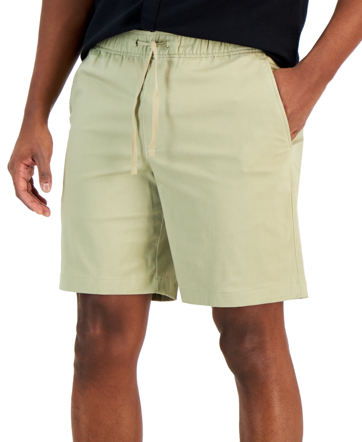 Alfani Mens Drawstring Twill Shorts Beige Medium