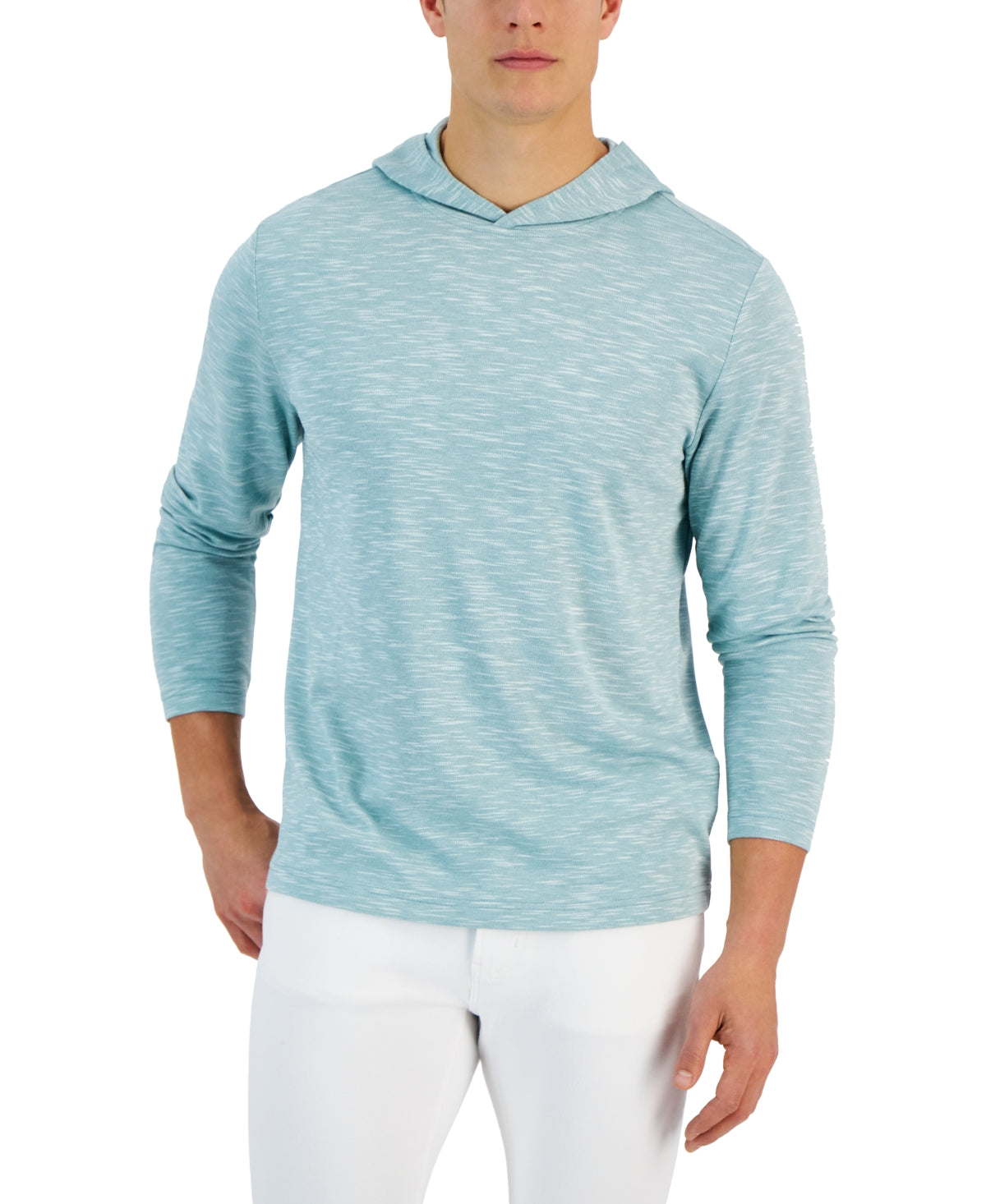 Alfani Mens Pique Slub Hoodie Oil Blue XL