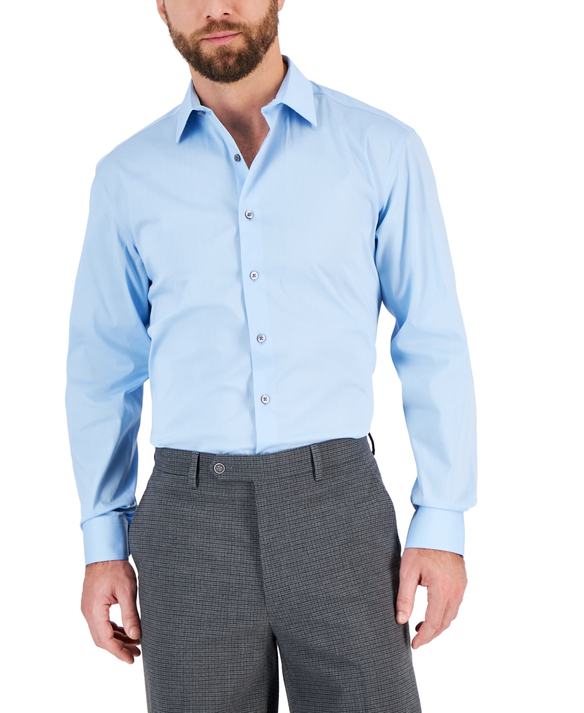 Alfani Mens Regular fit Dress Shirt Small 14-14.5 32-33 Sky Blue Solid