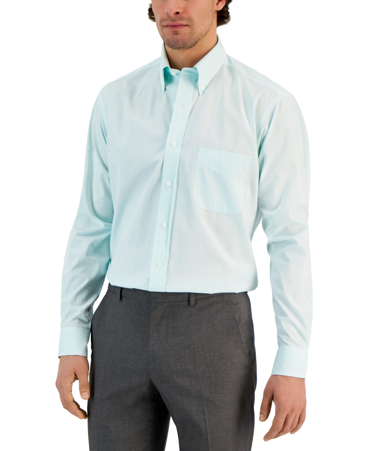Club Room Mens Regular fit Dress Shirt Medium 15 in 32-33 Aqua Blue