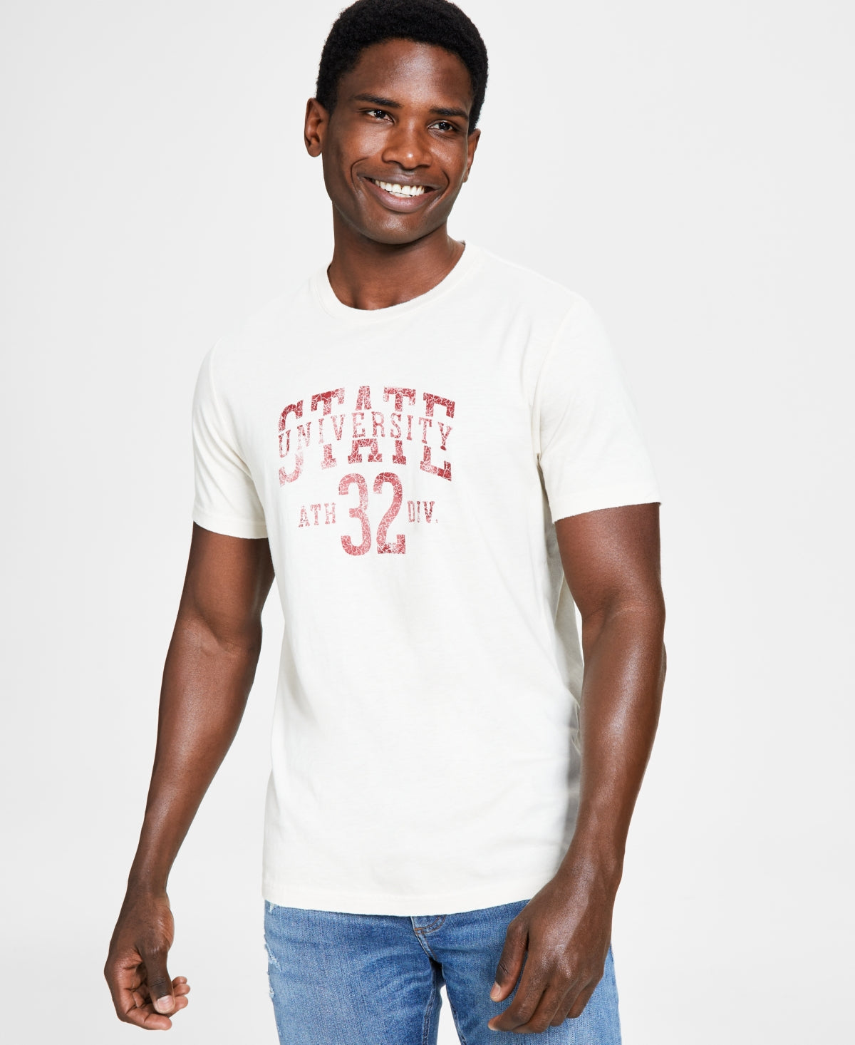 Sun + Stone Men's State University Graphic Short Sleeve T Shirt White XL