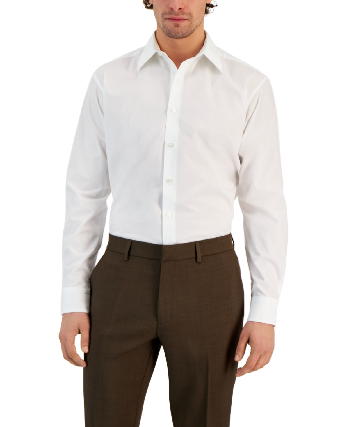 Club Room Mens Regular fit Dress Shirt Medium 15-15.5 Long Sleeve White Solid