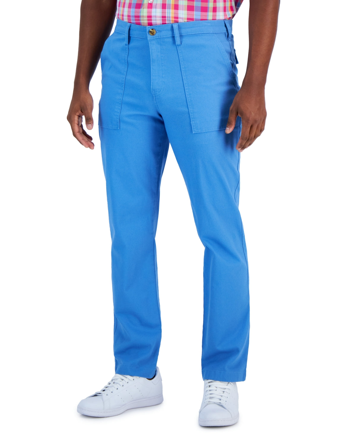 Club Room Mens Classic Fit Solid Chino Khaki Pants Bright Blue 34 x 30