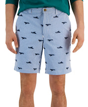 Club Room Mens Fishing Club Seersucker Stripe Shorts Blue 34