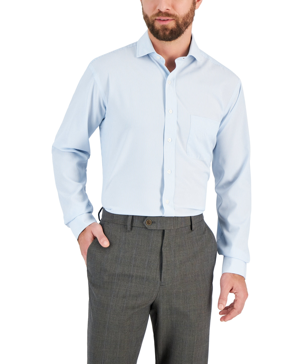 Club Room Men Regular fit Dress Shirt 15 15.5 in 34-35 Blue Striped