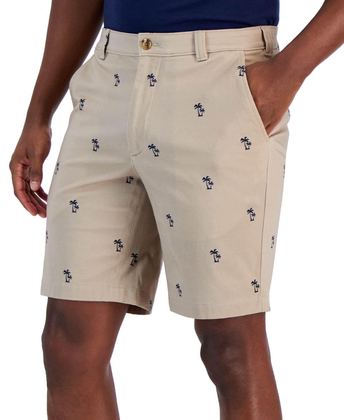 Club Room Men's Palm Print Casual Shorts Khaki 32