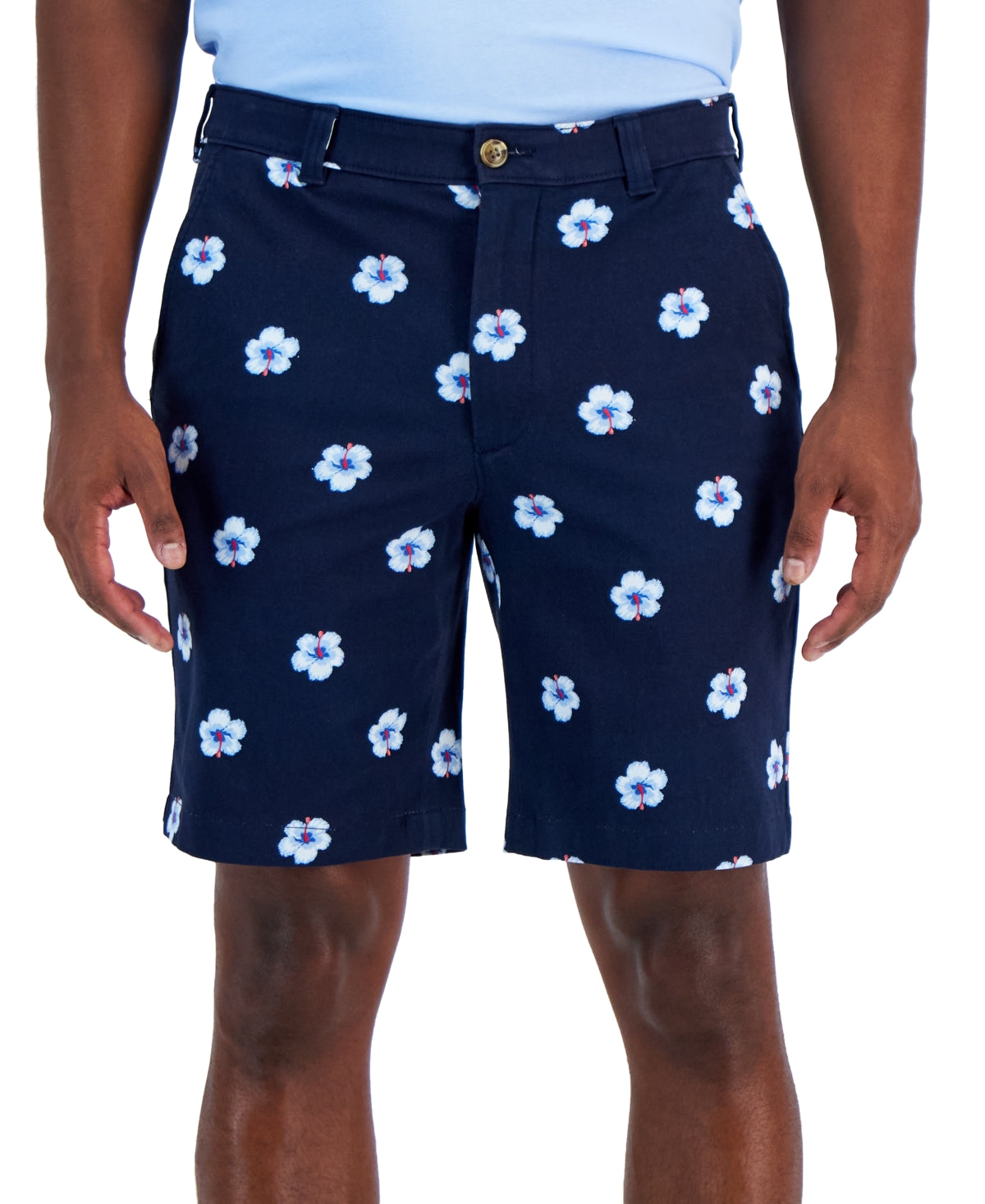 Club Room Men's Classic Fit Hibiscus Print 9 Inseam Shorts Navy Blue Combo 32