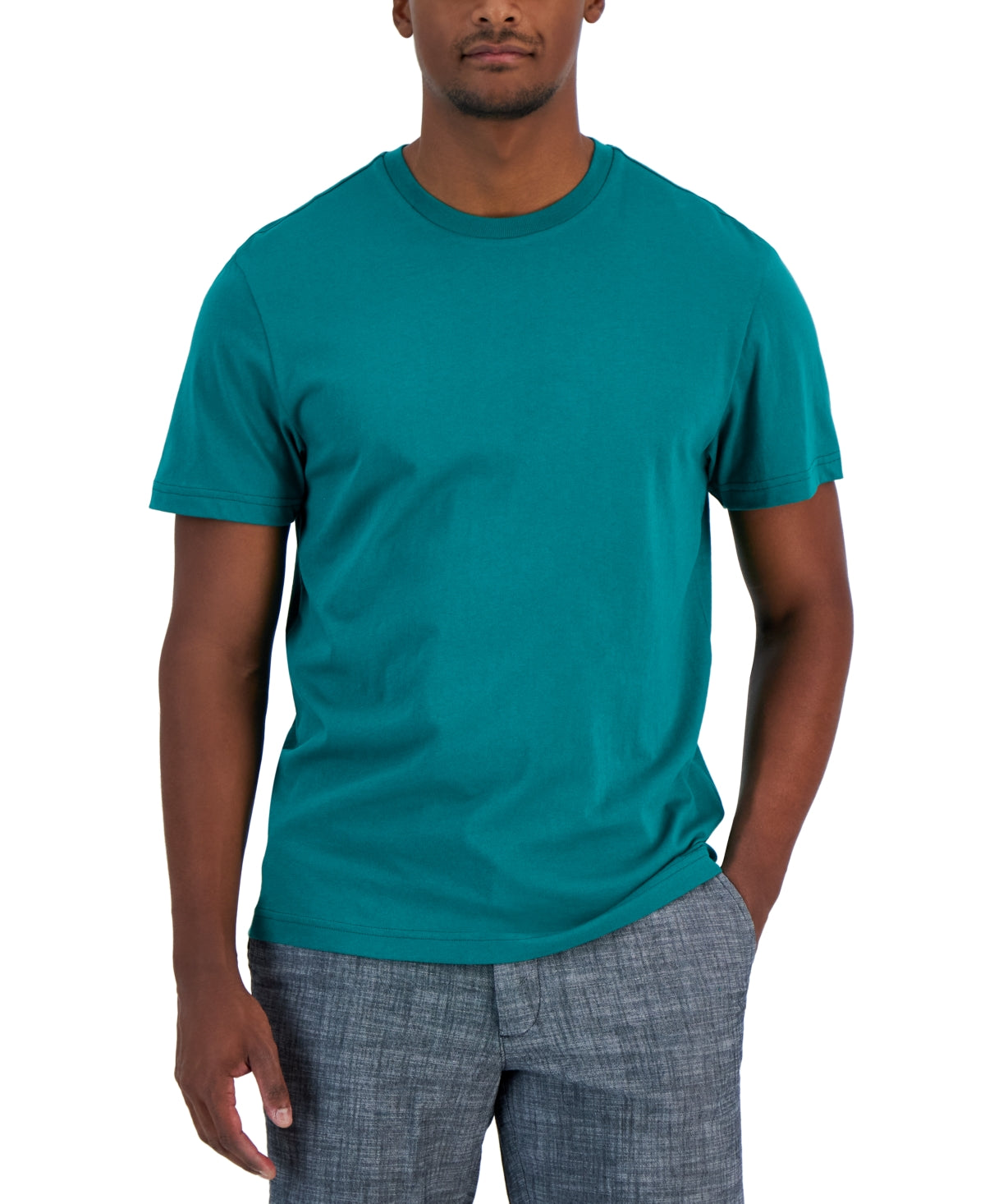 Club Room Men's Solid Crewneck Short Sleeve T Shirt Green Small