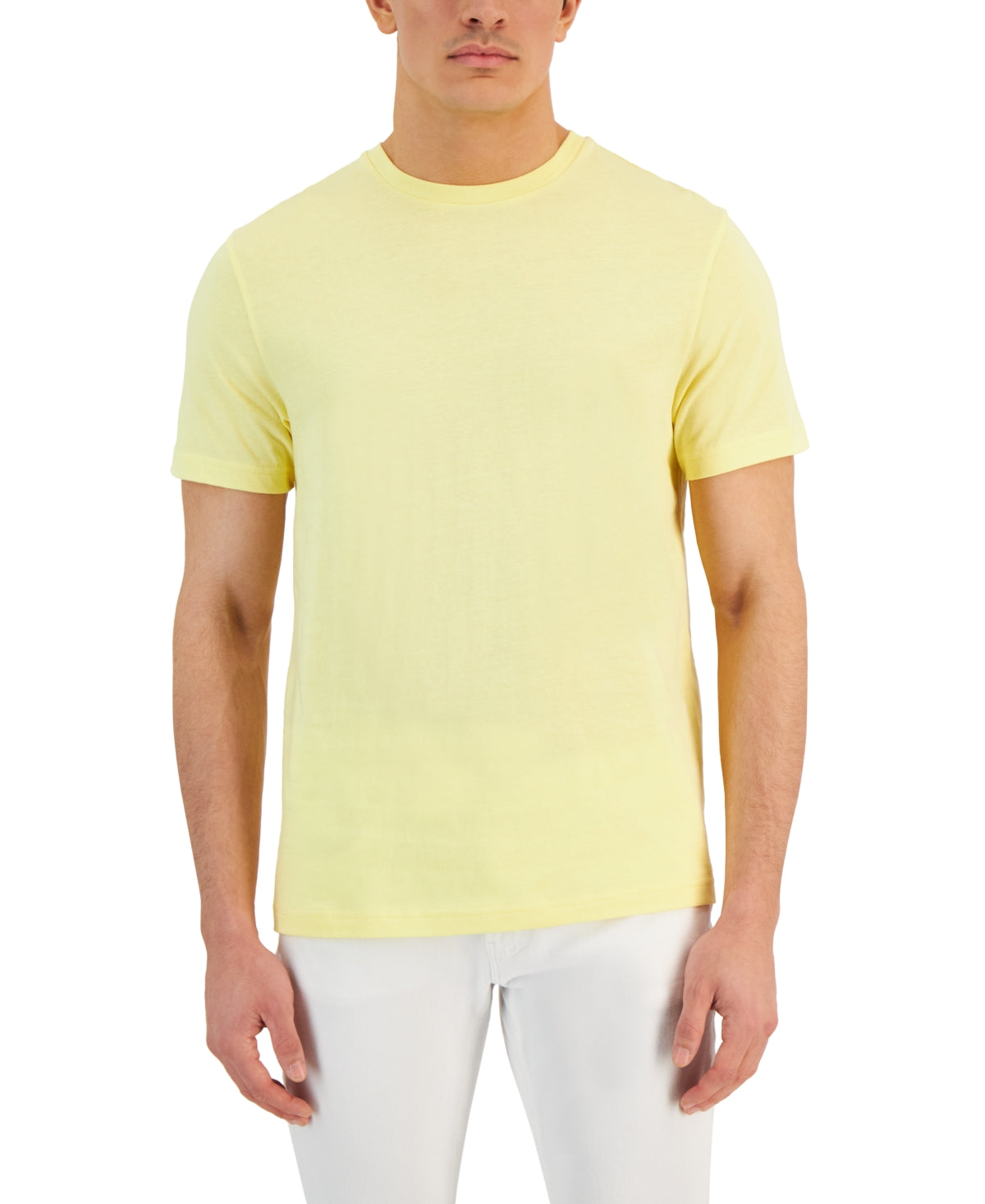 Club Room Men's Solid Crewneck Short Sleeve T Shirt Lemon Ice Medium