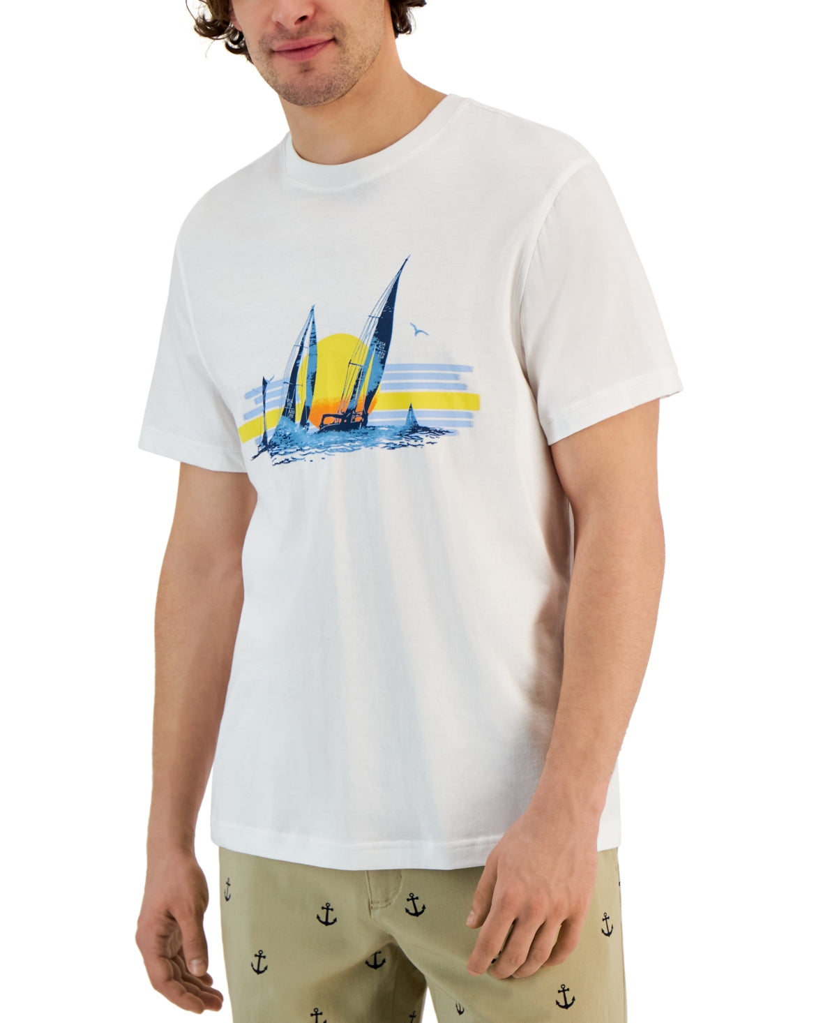 Club Room Men's Regatta Classic Fit Polo T Shirt White Medium