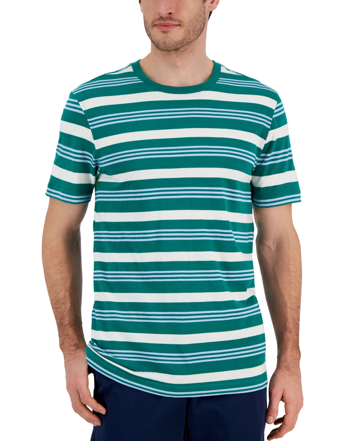 Club Room Men's Stripe Short Sleeve T Shirt Shady Glade Green XL