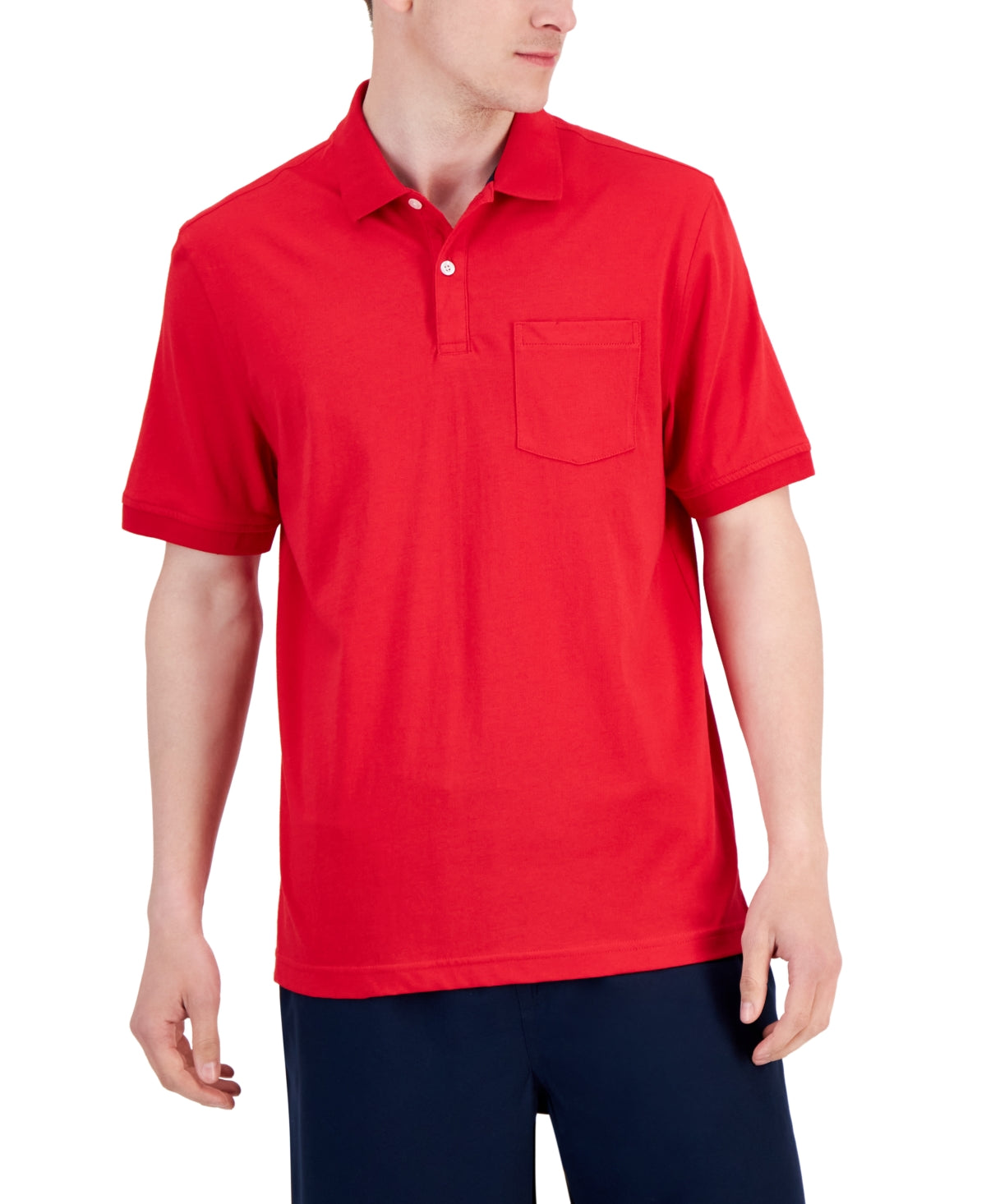 Club Room Mens Solid Jersey Short Sleeve Polo Shirt Red Fire XL