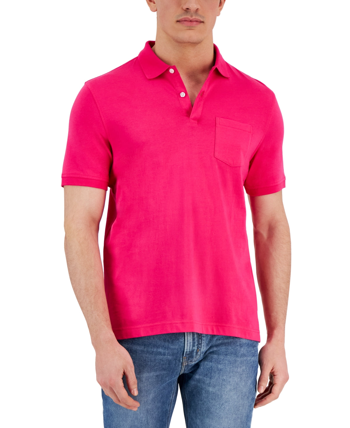 Club Room Men's Solid Jersey Short Sleeve Polo Shirt Pink 2XL