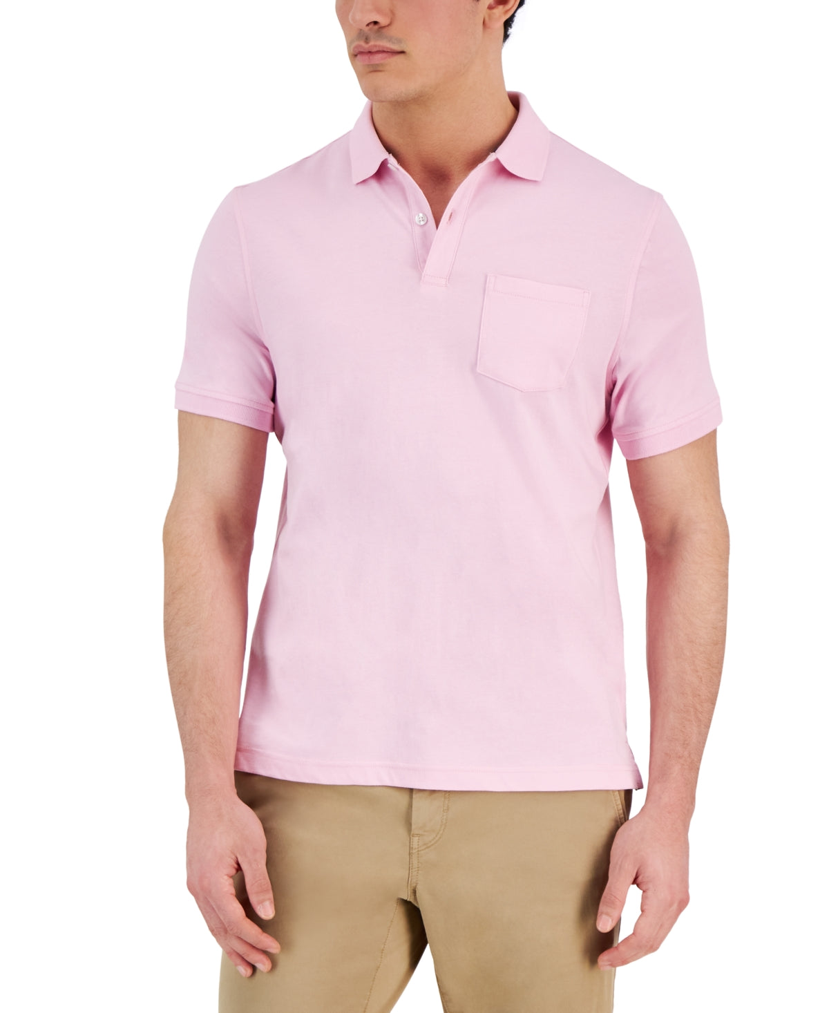 Club Room Men's Solid Jersey Short Sleeve Polo Shirt Pink 2XL