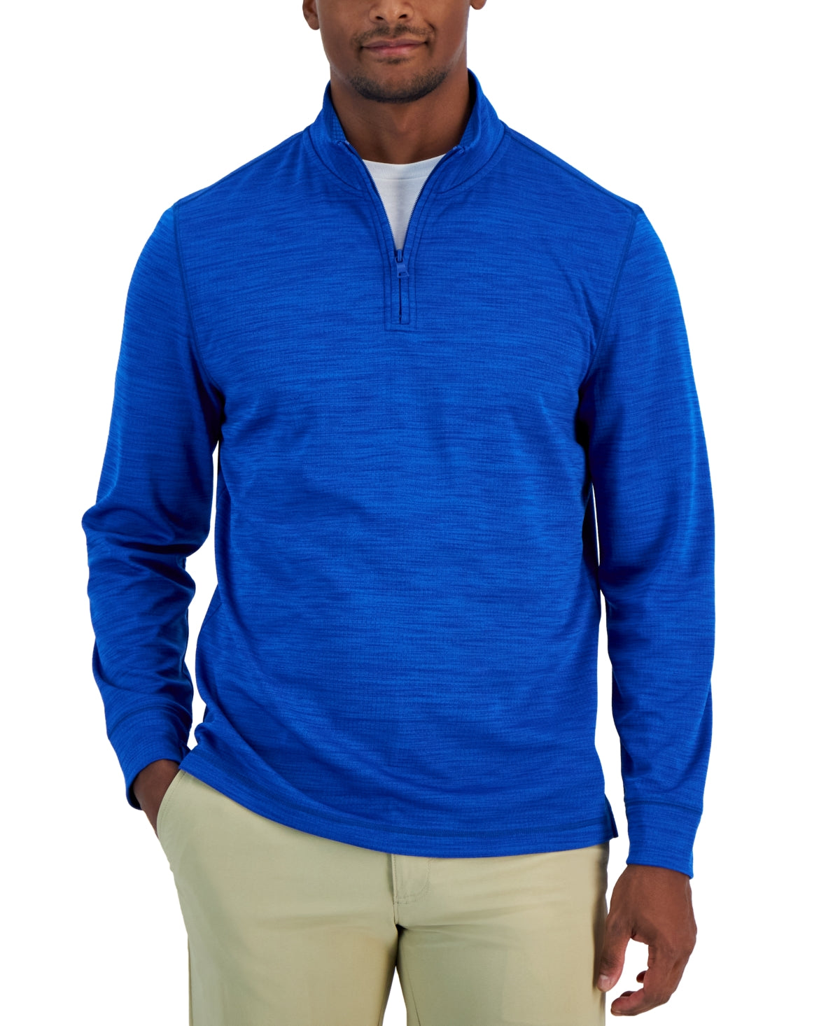 Club Room Men's Quarter zip Tech Sweatshirt Dark Blue Xxl