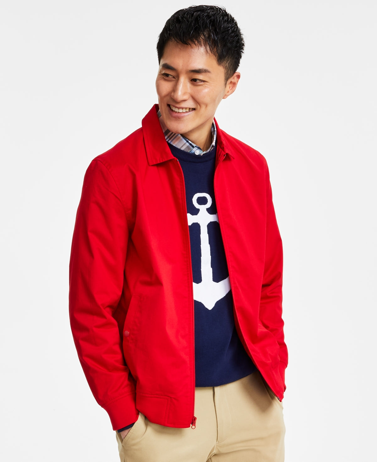 Club Room Men's Nautical style Chino Jacket Medium Red Medium