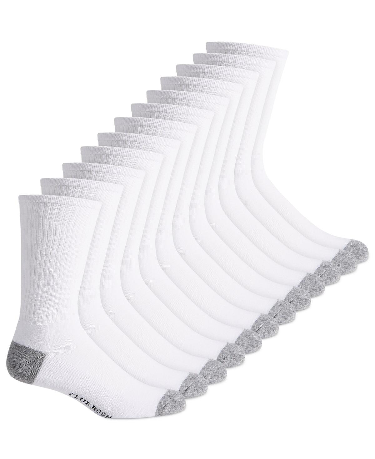 Club Room Men's Crew Socks 6 Pairs White One Size