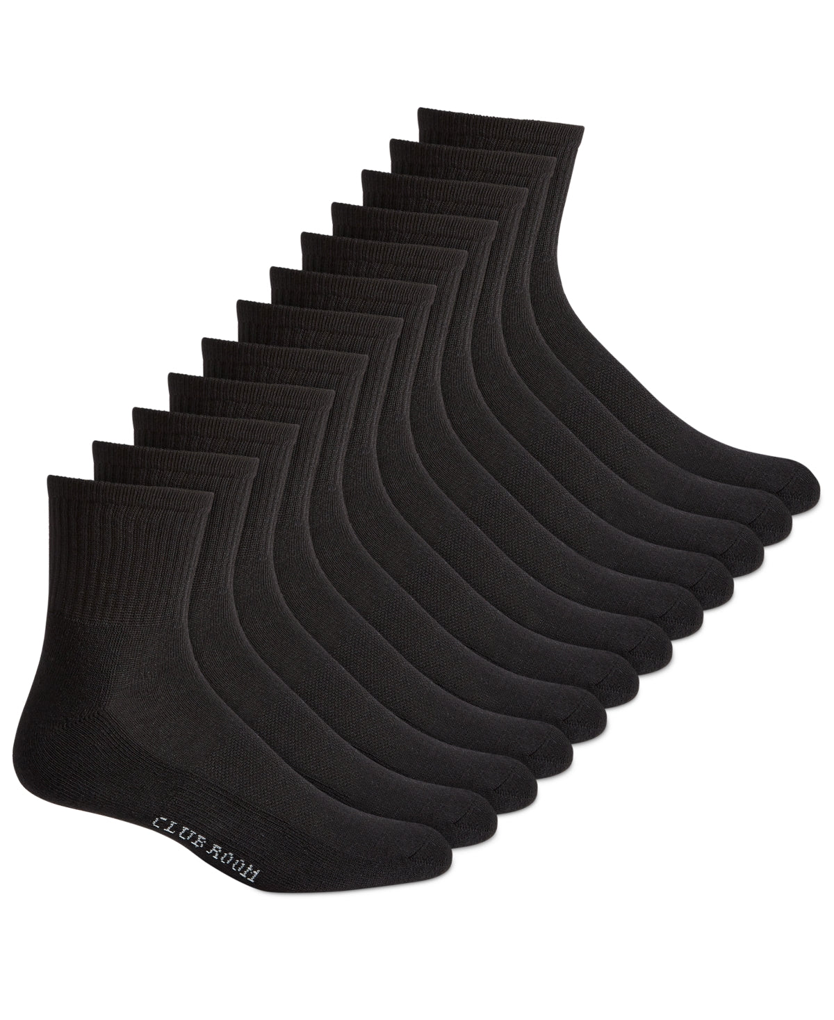 Club Room Men's 12 Pack Quarter Socks Black One Size