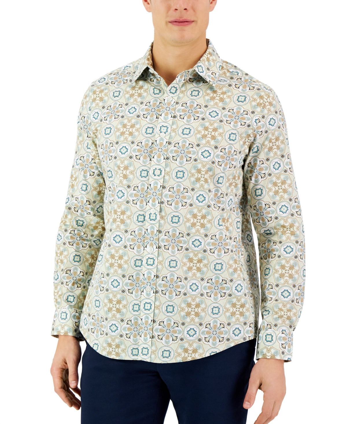 Club Room Mens Long-Sleeve Larry Medall Safari Combo XL